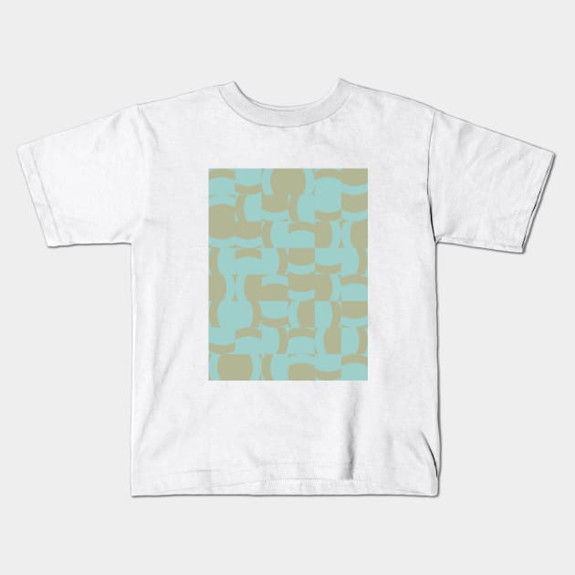 Green and Ochre Tiles Pattern Kids T-Shirt by Dez53